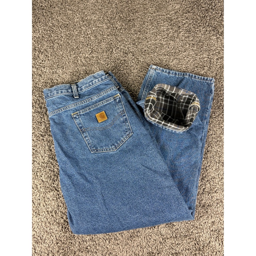 Carhartt B172 DST Flannel Lined Relaxed Fit Jeans Blue Denim Mens 40x30